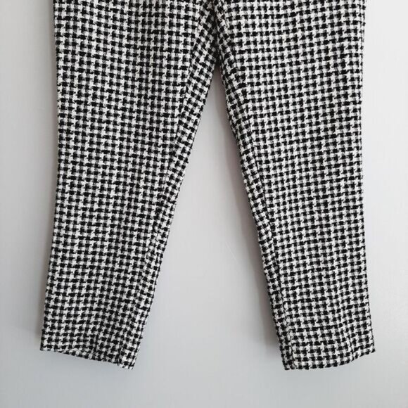AUTRES FILLES / Houndstooth Slim Leg Ankle Crop Trousers B&W Houndstooth Sz M - Picture 4 of 15